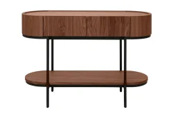 Console design avec tiroirs en bois foncé noyer et métal noir L110 cm SKYE