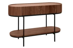 Console design avec tiroirs en bois foncé noyer et métal noir L110 cm SKYE