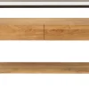 Console en bois clair manguier massif et plateau en verre 2 tiroirs L100 cm SITA