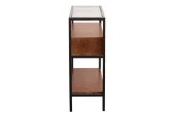 Console en bois foncé manguier massif et plateau en verre 2 tiroirs L100 cm SITA
