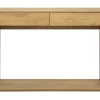 Console finition bois clair chêne 2 tiroirs L120 cm NEGAN