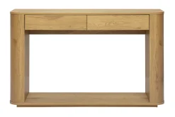 Console finition bois clair chêne 2 tiroirs L120 cm NEGAN