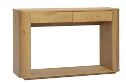 Console finition bois clair chêne 2 tiroirs L120 cm NEGAN