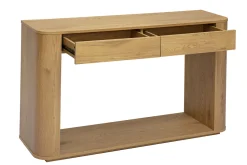 Console finition bois clair chêne 2 tiroirs L120 cm NEGAN