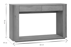 Console finition bois clair chêne 2 tiroirs L120 cm NEGAN