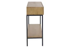 Console industrielle avec rangements 2 tiroirs en bois manguier massif et métal noir L110 cm YPSTER