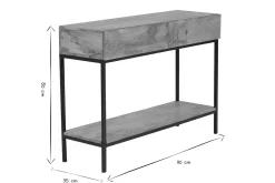 Console industrielle avec rangements 2 tiroirs en bois manguier massif et métal noir L110 cm YPSTER