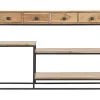 Console industrielle avec rangements 4 tiroirs en bois massif et métal noir L115 cm GRENELLE