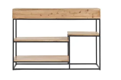 Console industrielle avec rangements 4 tiroirs en bois massif et métal noir L115 cm GRENELLE