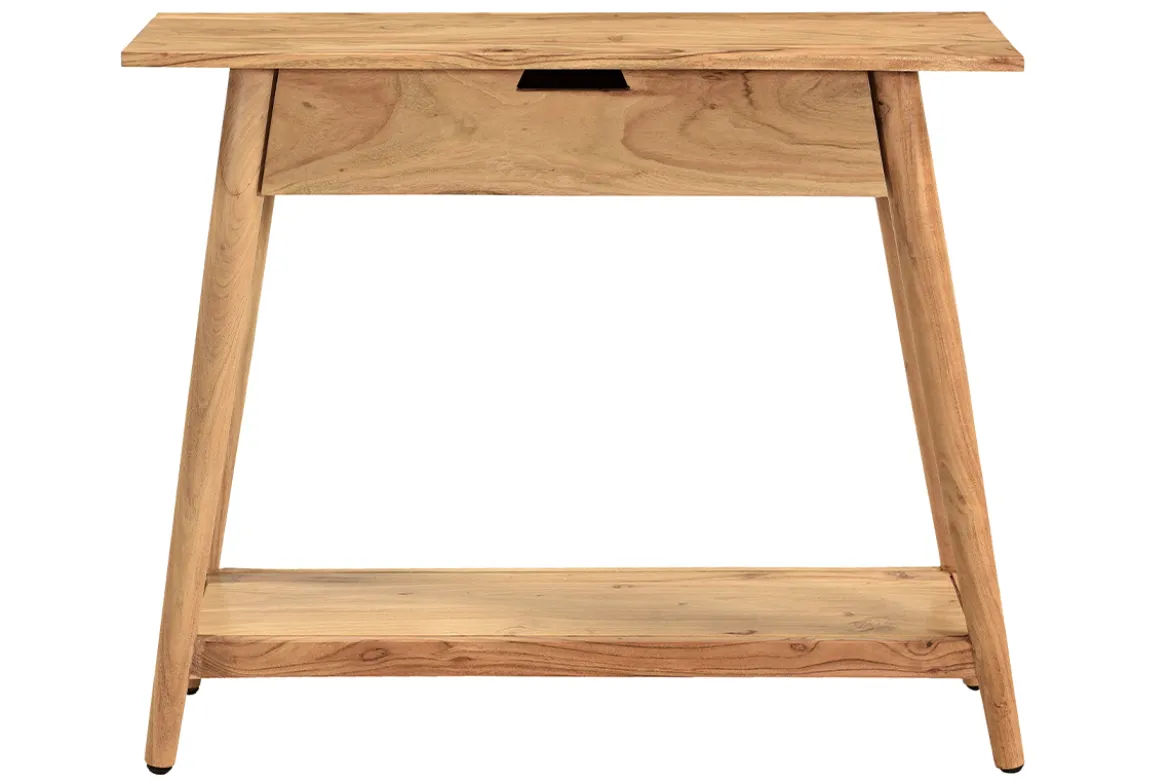 Console naturelle avec tiroir en bois massif L90 cm FRANKLIN