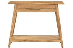 Console naturelle avec tiroir en bois massif L90 cm FRANKLIN