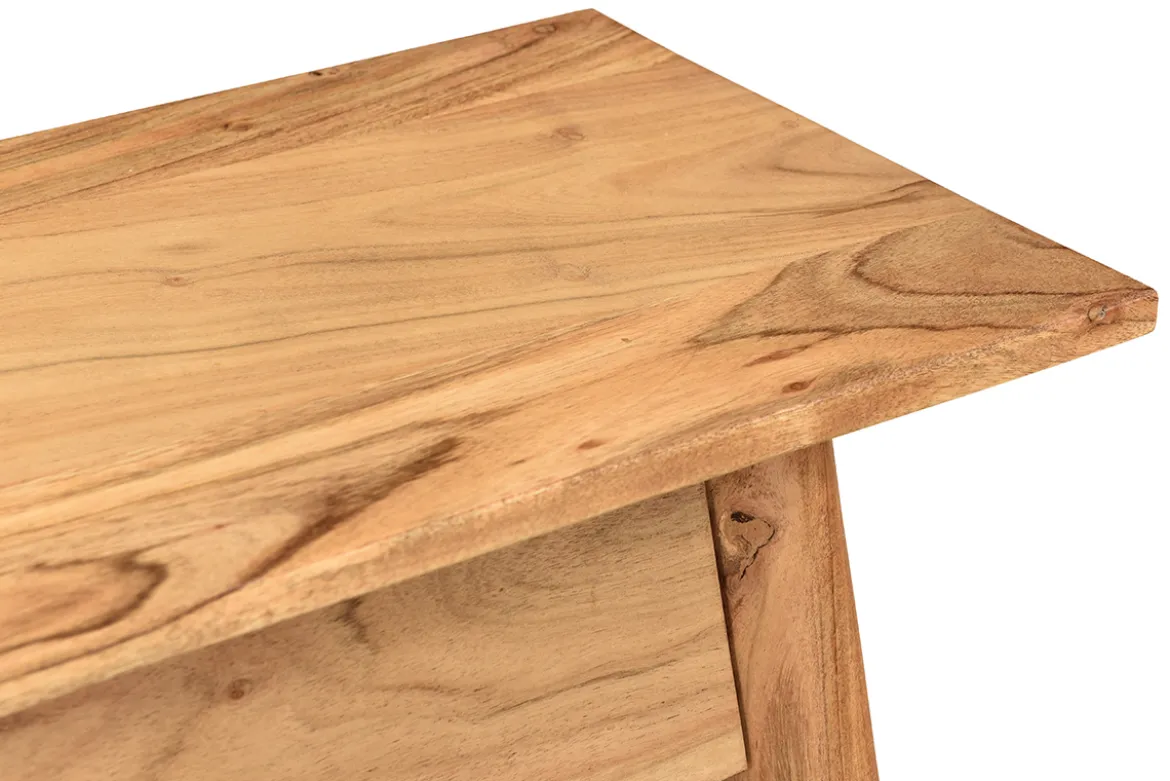 Console naturelle avec tiroir en bois massif L90 cm FRANKLIN