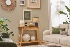Console naturelle avec tiroir en bois massif L90 cm FRANKLIN