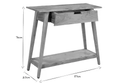 Console naturelle avec tiroir en bois massif L90 cm FRANKLIN