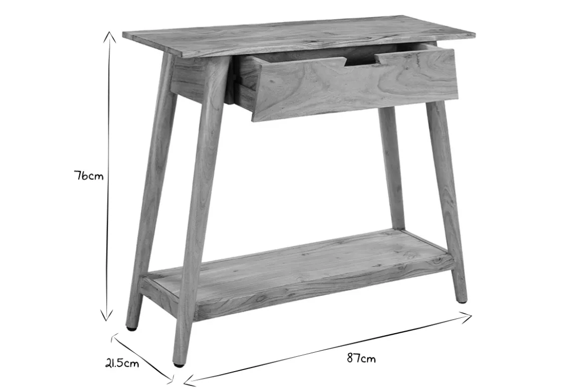 Console naturelle avec tiroir en bois massif L90 cm FRANKLIN