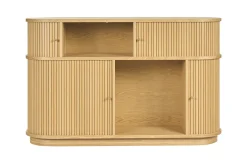 Console vintage en bois clair chêne avec portes coulissantes L120 cm EPIC