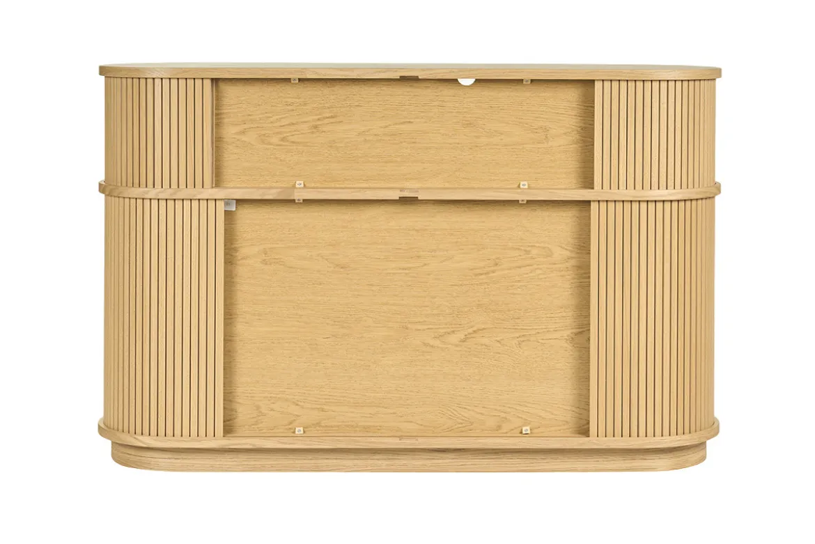 Console vintage en bois clair chêne avec portes coulissantes L120 cm EPIC