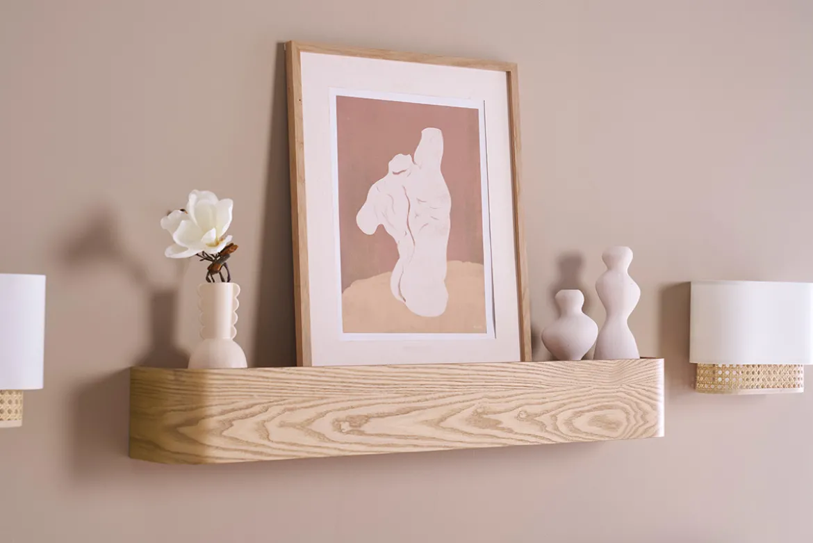 Etagère murale bois clair frêne L90 cm HOPE