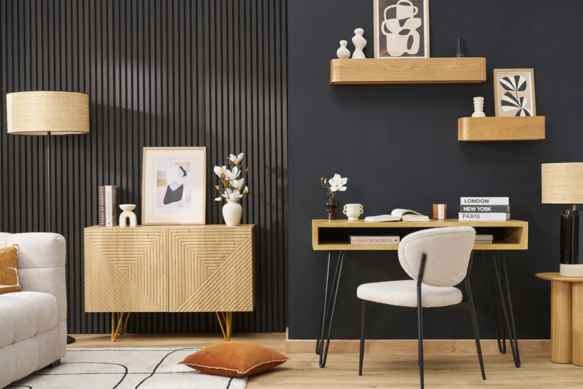 Etagère murale bois clair frêne L48 cm HOPE