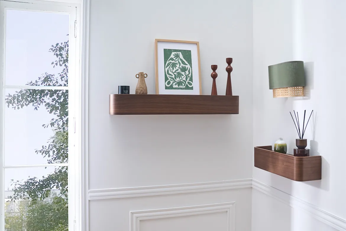 Etagère murale bois foncé noyer L48 cm HOPE
