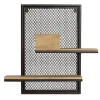 Etagère murale double en bois manguier massif et métal noir L40 cm RACK