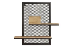 Etagère murale double en bois manguier massif et métal noir L40 cm RACK