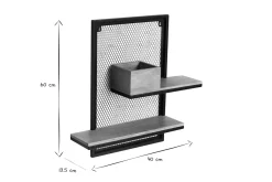 Etagère murale double en bois manguier massif et métal noir L40 cm RACK