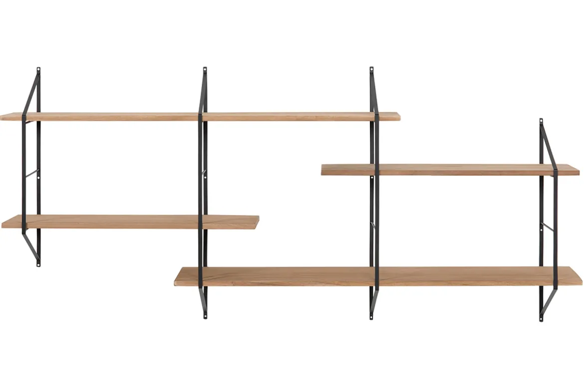 Etagère murale XL modulable en bois clair et métal noir L191 cm BRIDGE