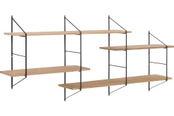 Etagère murale XL modulable en bois clair et métal noir L191 cm BRIDGE