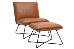 Fauteuil avec repose pied vintage marron PHILO