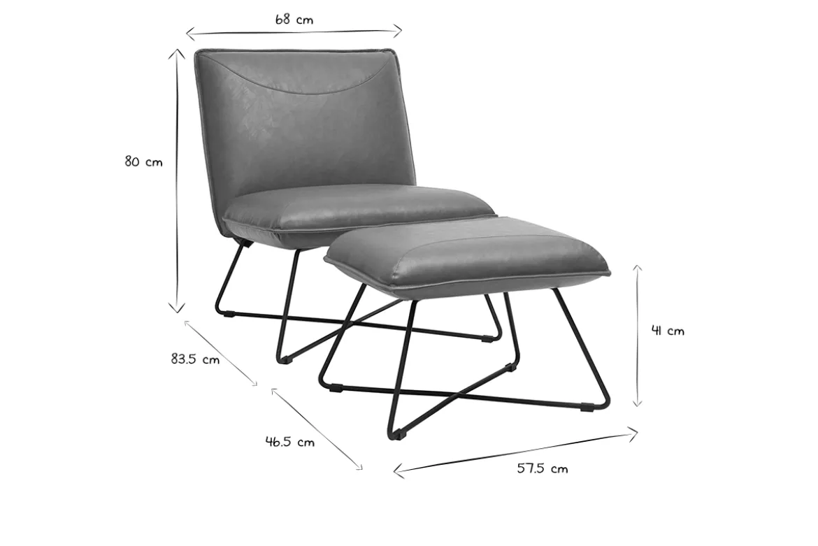 Fauteuil avec repose pied vintage marron PHILO