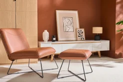 Fauteuil avec repose pied vintage marron PHILO