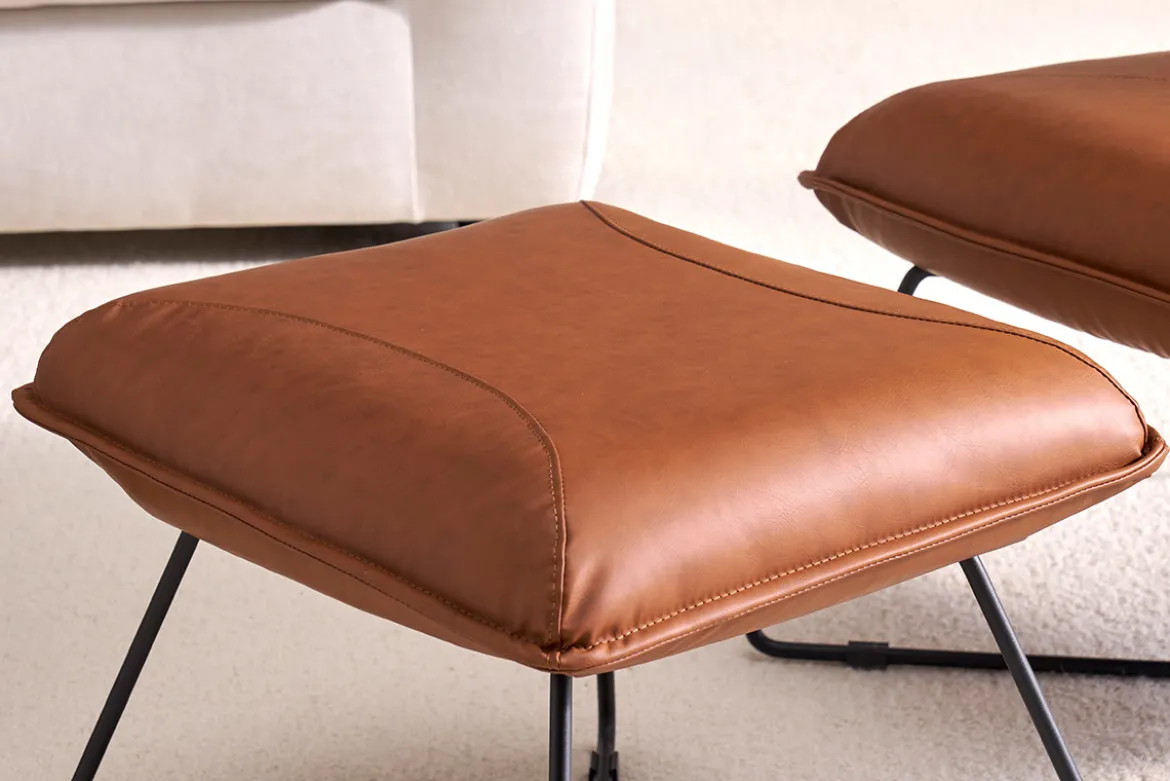 Fauteuil avec repose pied vintage marron PHILO