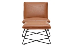 Fauteuil avec repose pied vintage marron PHILO