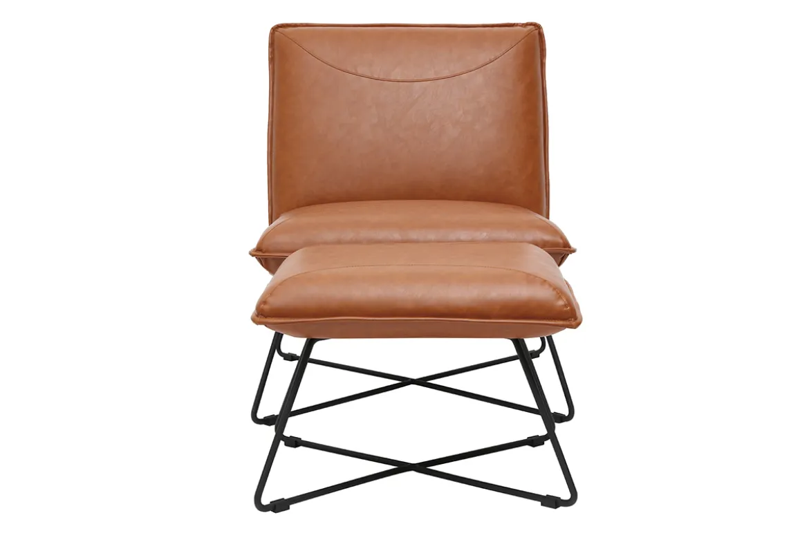 Fauteuil avec repose pied vintage marron PHILO