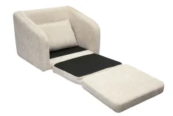 Fauteuil convertible en tissu effet velours texturé beige MAHAUT