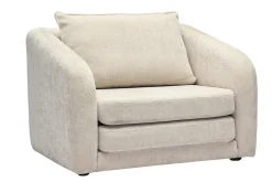 Fauteuil convertible en tissu effet velours texturé beige MAHAUT