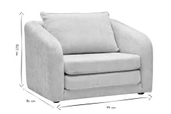 Fauteuil convertible en tissu effet velours texturé beige MAHAUT