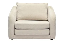 Fauteuil convertible en tissu effet velours texturé beige MAHAUT
