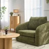 Fauteuil convertible en tissu effet velours texturé vert kaki MAHAUT