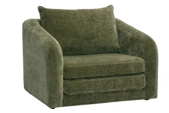 Fauteuil convertible en tissu effet velours texturé vert kaki MAHAUT