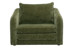 Fauteuil convertible en tissu effet velours texturé vert kaki MAHAUT