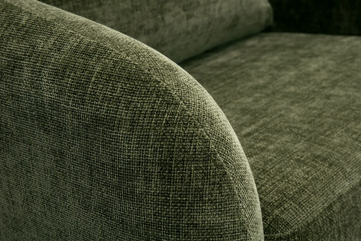 Fauteuil convertible en tissu effet velours texturé vert kaki MAHAUT