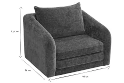 Fauteuil convertible en tissu effet velours texturé vert kaki MAHAUT
