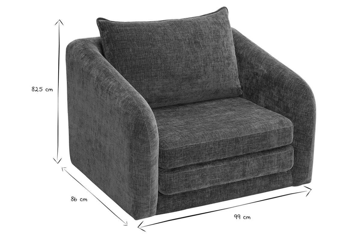Fauteuil convertible en tissu effet velours texturé vert kaki MAHAUT