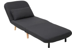 Fauteuil convertible scandinave en tissu gris foncé et bois clair AMIKO