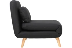 Fauteuil convertible scandinave en tissu gris foncé et bois clair AMIKO