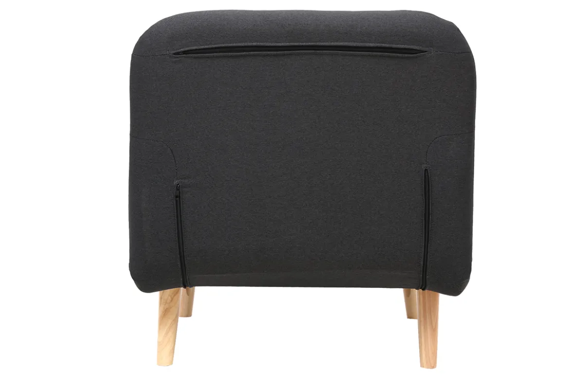 Fauteuil convertible scandinave en tissu gris foncé et bois clair AMIKO