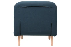 Fauteuil convertible scandinave en tissu bleu foncé et bois clair AMIKO