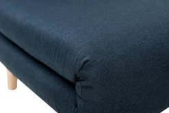 Fauteuil convertible scandinave en tissu bleu foncé et bois clair AMIKO